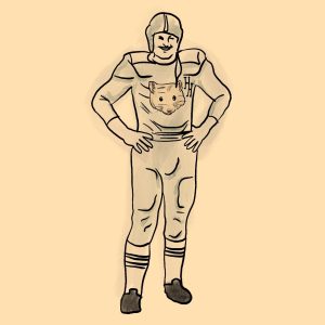 Jugador fútbol americano con vestimenta de Hamster High Thomas Pynchon